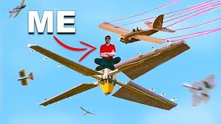 I made a giant flying ceiling fan and battled 100 RC airplanes