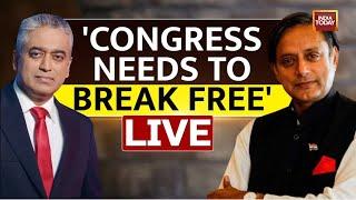 Shashi Tharoor Interview With Rajdeep Sardesai LIVE  Congress President Elections  India Today