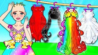 Oh Rainbow Barbie Needs To Have New Hair - Barbie Transformation Handmade - DIY Arts & Paper Crafts