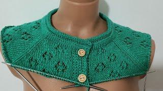 yakadan başlama örgü modeli örgü bayan yelek hırka modeli1#knitting