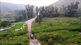 Camping in foggy day with SUV tent