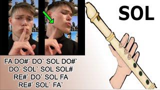 Mewing bye bye flauta dulce fácil tutorial con animación easy flute recorder