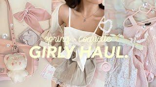 GIRLY SPRING HAUL ⊹ ࣪ ˖🩰 pink coquette + try on 