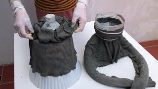 Creative Ideas For Beautiful Plant Pots   How To Make Pots From Old Sweaters And Cement