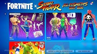 Fortnite STREET FIGHTER All Skins Emotes and Cosmetics in Item Shop showcase 2021-2024