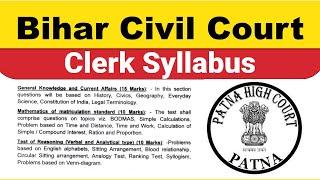 Bihar Civil Court Clerk Syllabus 2023  Bihar Civil Court Clerk Syllabus in Hindi