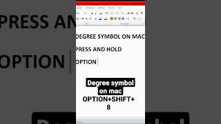 How to type degree symbol on Mac ? #degreesymbol #macshorts #keyboardtutorial