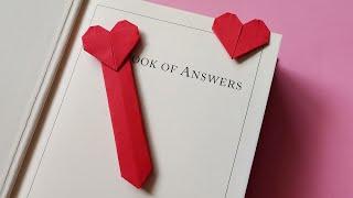 How to make origami heart bookmark  DIY heart shape paper bookmark instructions