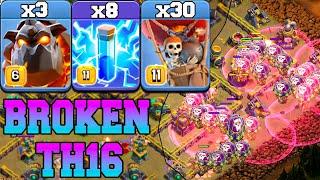 Th16 Lavaloon Attack Strategy With Zap Spell  3 Lava + 30 Balloon + 8 Zap Th16 Attack Strategy COC