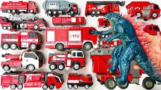 Full Red Color Transformers JCB Toys Fire Truck Crane Train Bus - Rise of Beasts Titans Optimus