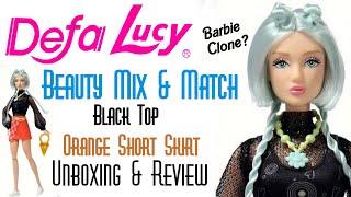  DEFA LUCY BEAUTY MIX & MATCH BLACK TOP ORANGE SKIRT BARBIE CLONE DOLL  ECW  UNBOXING & REVIEW