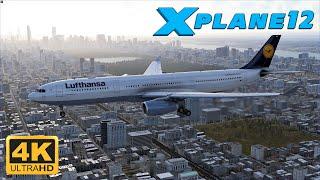 4K X-Plane 12 *BETA* - MAXIMUM GRAPHICS - A330 Dense City Landing At Laguardia - New York