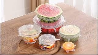 Microwave Safe Silicone Stretch Lids reuseable Flexible Covers for ALL SHAPES#noleakage#amazon