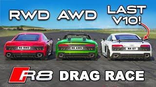 620hp Audi R8 GT v AWD R8 v RWD R8 DRAG RACE