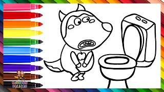 Dibuja y Colorea A Wolfoo Quién Necesita Hacer Pipí  Dibujos Para Niños