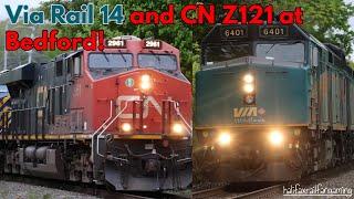 Via Rail 14 and Z121 with Awesome Horn Through Bedford NS.