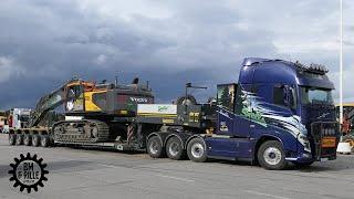 Loading a Volvo EC530EL on a Volvo FH16-750 + FAYMONVILLE 5-axles trailer