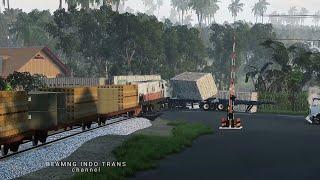 Kereta api cargo vs truk kontainer panjang game Beamng Drive