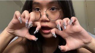 ASMR nail on nail tapping & scratching with mouth sounds  no talking 