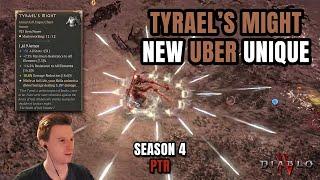 NEW UBER UNIQUE TYRAELS MIGHT IS GREAT - GOD Barb Build PTR Diablo 4