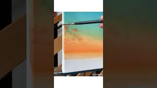 Painting a tropical paradise using acrylics ️ #shorts #landscapepainting #acrylicpainting