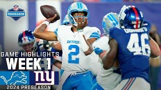 Detroit Lions Vs New York Giants 2024 Preseason Week 1 Game Highlights