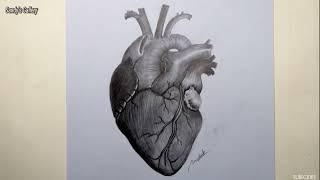 How to draw human heart diagram  Human heart drawing  Heart drawing  Human Heart