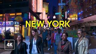 I ️ New York - Night Walk  Manhattan Walking Tour 4K