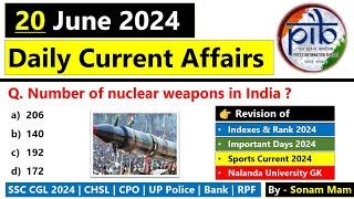 Daily Current Affairs 2024  20 June 2024 Current Affairs  Current Affairs Today 2024