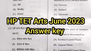 HP TET Arts June 2023 Answer key Hp TET arts answer key june 2023