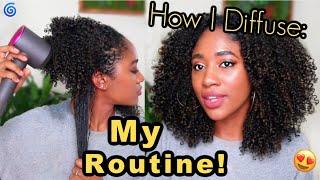 How I Diffuse for Definition AND Stretched Curls My Wash & Go Routine natural hair shrinkage