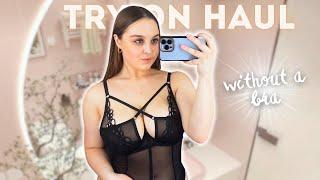 Transparent Lingerie Bodysuits Try on Haul  See-Through Fabric  No Bra Fashion