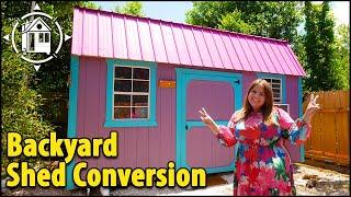 Her colorful SHE SHED on a budget Full tour