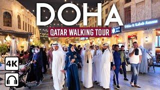 DOHA Qatar 4K Nightlife Walking Tour Souq Waqif & Downtown 