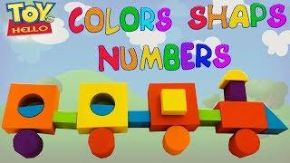 Draw TRAIN COLORED BLOCKS CUBES Learn COLORS NUMBERS SHAPES in English VIDEOS for children