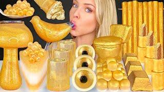 ASMR GOLD FOOD EDIBLE GOLD TOILET MERINGUE ICE CREAM EDIBLE FLOWERS EDIBLE GOLD DUST MUKBANG 먹방