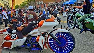 DAYTONA BEACH BLACK BIKE WEEK SATURDAY 2K24 DAYTONA BEACH FL BAGGERS  CUSTOM BIKES  WOMEN BIKERS