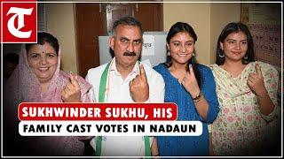 Himachal Pradesh CM Sukhwinder Sukhu his family cast votes in Nadaun in Hamirpur district