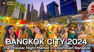 4K HDR  The Best Night Market in Downtown Bangkok 2024 - Jodd Fairs Rama 9