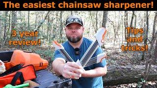 Easiest to use chainsaw sharpener 3 year update with tips and tricks Stihl 2 in1 sharpener. #685