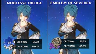 Xingqiu - Emblem of Severed Fate vs Noblesse Oblige + Heart of Depth - Damage Comparison