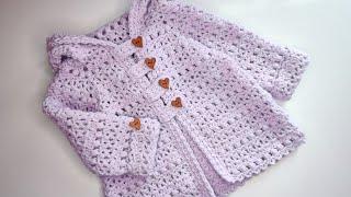 Crochet #66 How to crochet the  Four stitch hoodie for girls  Part 1