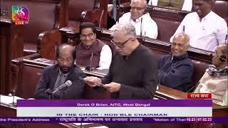 Derek OBriens speech in Rajya Sabha during the Motion Of Thanks On The President’s Address