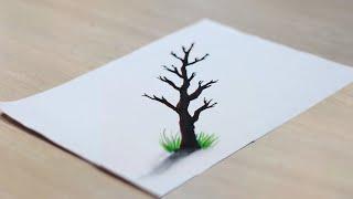 How to draw 3d tree on paper