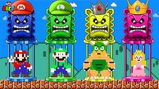 Super Mario Party - Mario vs Luigi vs Bowser vs Peaach Whomps Domino Ruins