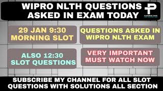 WIPRO NLTH 2021 Questions asked in Exam  29th Jan 930 AM  Questions with solutions