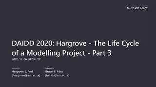Modeling in practice Life Cycle of Modelling Project Part 3 Hargrove DAIDD 2020