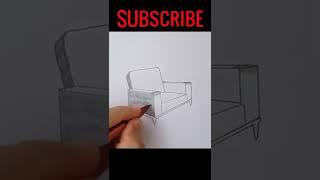 DRAWING a CHAIR in TWO POINT PERSPECTIVE Drawing 2 Point Perspective Chair #shorts