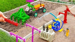 diy tractor making diesel engine ￼and mini hand pump  Diy mini tractor ploughing a muddy field