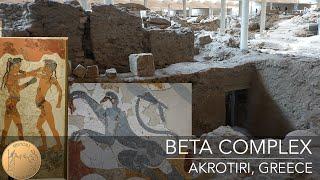 Tour the rooms and frescoes of the Beta Complex in Akrotiri  Santorini Greece  4K